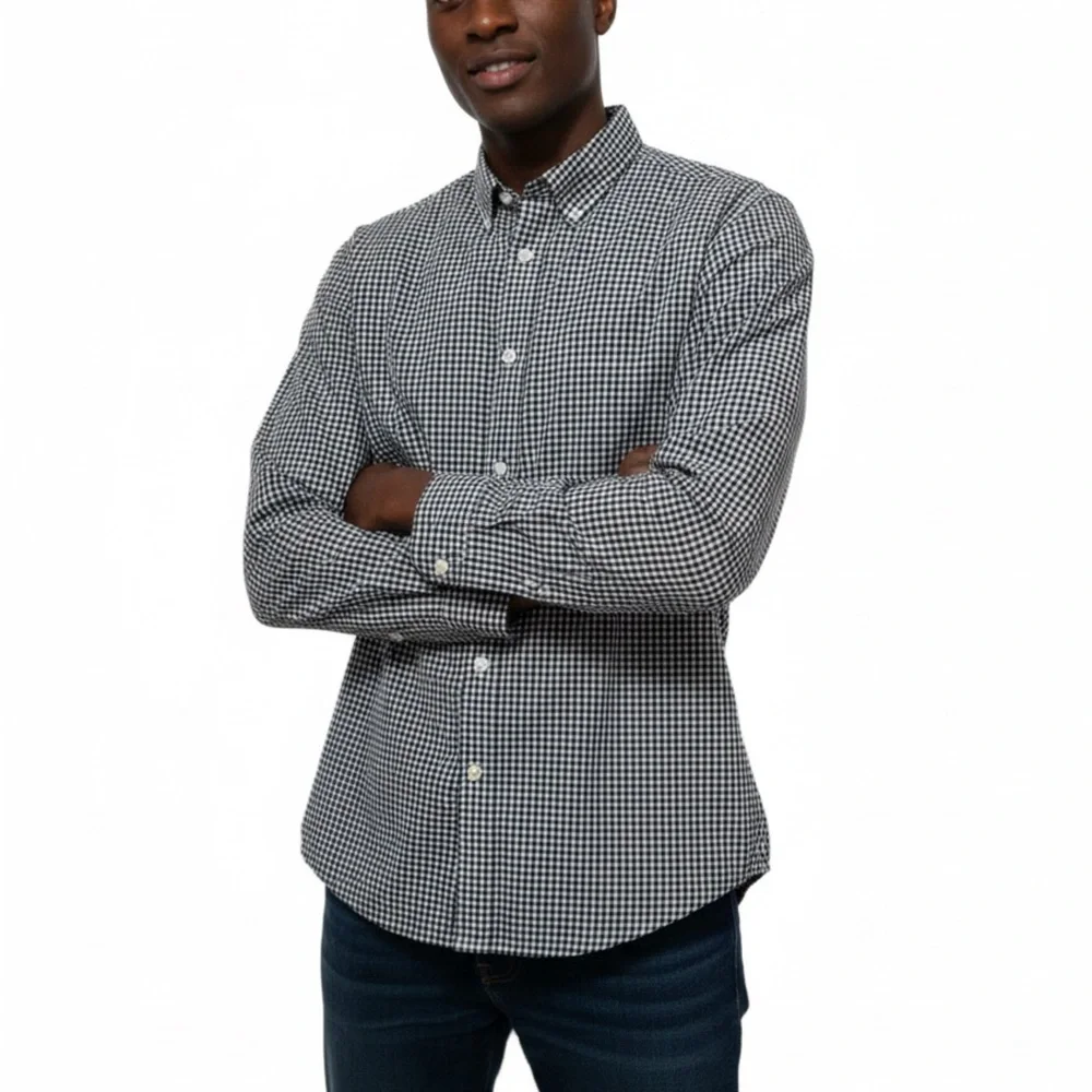J. Crew Men's Monochrome Checkered Button Down Shirt